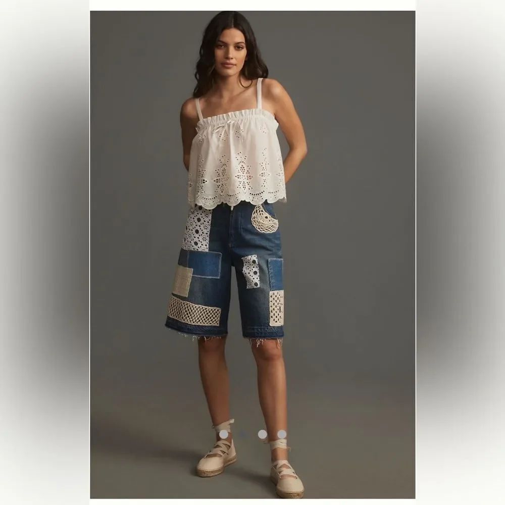 Anthropologie Pilcro Crafted Classic Denim Bermuda Shorts